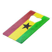 Ghana (West-Afrika) Vlag Creditkaart Flessenopener (Voorkant Gekanteld)