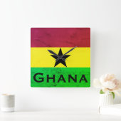 Ghana (West-Afrika) Vlag Vierkante Klok (Huis)