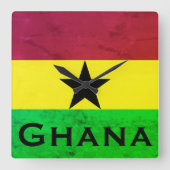 Ghana (West-Afrika) Vlag Vierkante Klok (Voorkant)