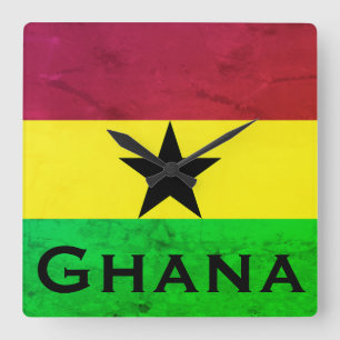 Ghana (West-Afrika) Vlag Vierkante Klok