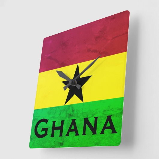 Ghana (West-Afrika) Vlag Vierkante Klok (Hoek)