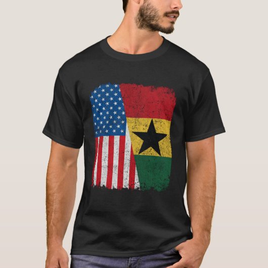 Ghanaian American Flag Half USA Ghana Root Proud T-shirt (Voorkant)