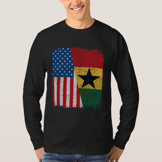 Ghanaian American Flag Half USA Ghana Root Proud T-shirt (Voorkant)