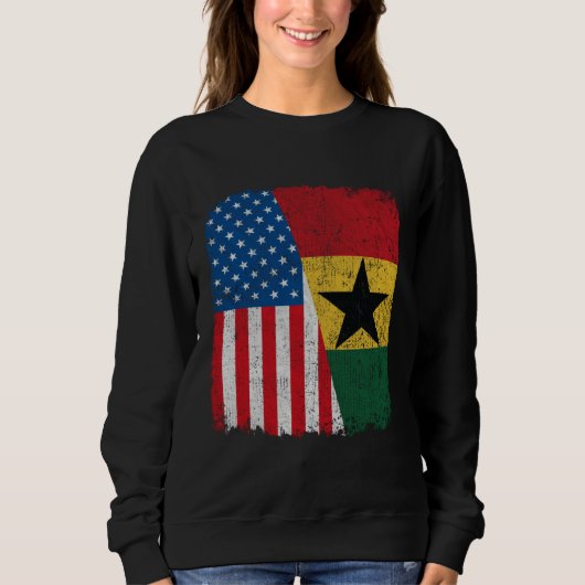 Ghanaian American Flag Half USA Ghana Root Proud Trui (Voorkant)