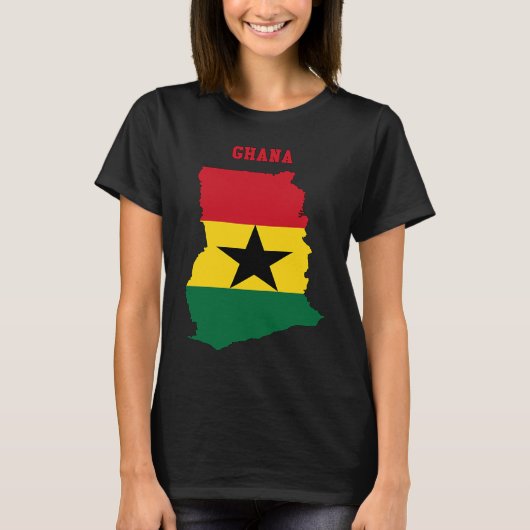 Ghanaian Flag inside Map of Ghana T-shirt (Voorkant)