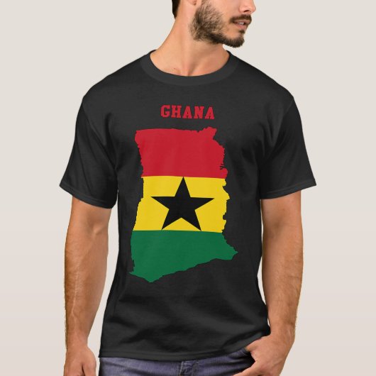 Ghanaian Flag inside Map of Ghana T-shirt (Voorkant)
