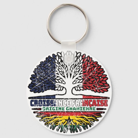 Ghanaian French France Tree Roots Flag Sleutelhanger (Voorkant)