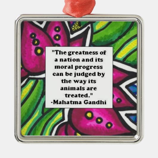 Ghandi animal quote metalen ornament (Voorkant)