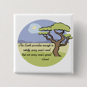 Ghandi Earth quote-toets Vierkante Button 5,1 Cm