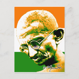 Ghandi in oranje groen en wit met vlag briefkaart