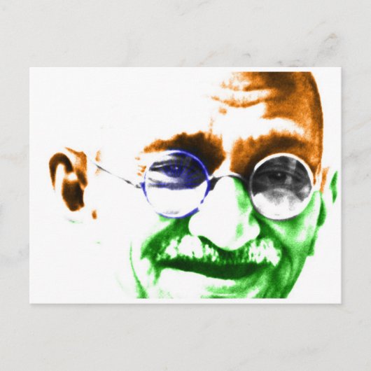 Ghandi op de Subtle Indian Flag Briefkaart (Voorkant)