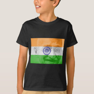 Ghandi op Indische vlag T-shirt