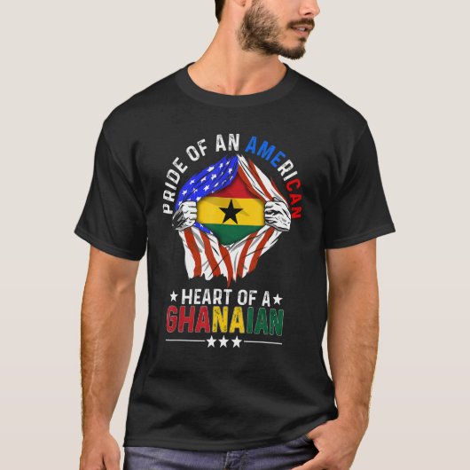 Ghanees Amerikaans Pride Buitenlandse Land Gh T-shirt (Voorkant)