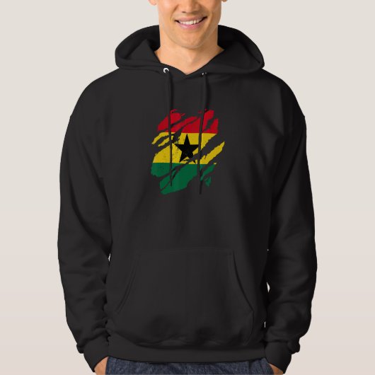 Ghanese  gescheurd Ghanees vlaggetje Hoodie (Voorkant)
