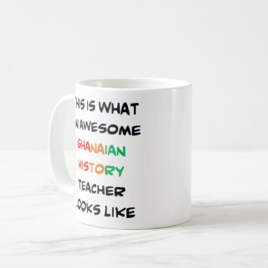 Ghanese geschiedenis leraar, geweldige Mok (Voorkant links)