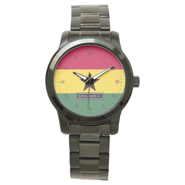 Ghanese vlag | Aangepaste naam Horloge (Voorkant)