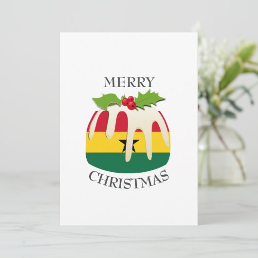 GHANESE VLAG | kerstpudding | feestelijk Feestdagenkaart (Staand voorkant)