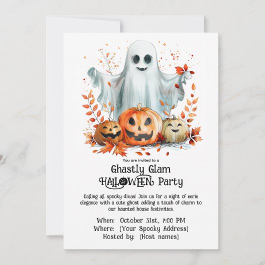Ghastly Glam HALLOWEEN Party Kaart (Voorkant)