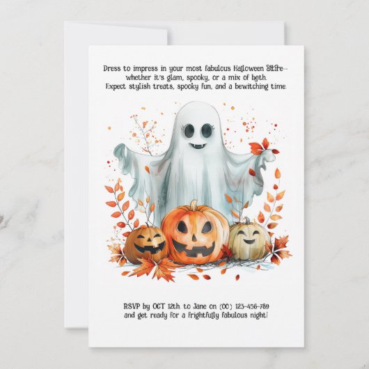Ghastly Glam HALLOWEEN Party Kaart (Achterkant)