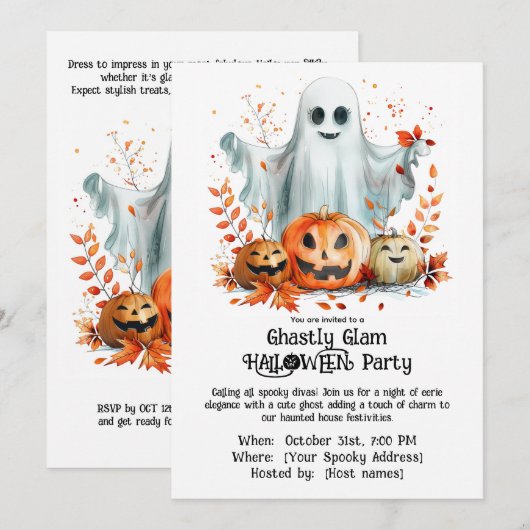 Ghastly Glam HALLOWEEN Party Kaart (Voorkant / Achterkant)