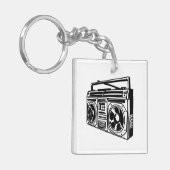 Ghetto Blaster 80's 90's Hip Rap T-Shirt Sleutelhanger (Voorkant Links)