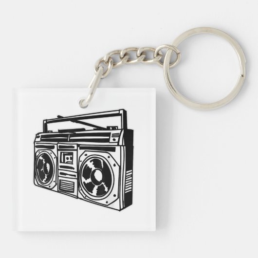Ghetto Blaster 80's 90's Hip Rap T-Shirt Sleutelhanger (Achterkant)