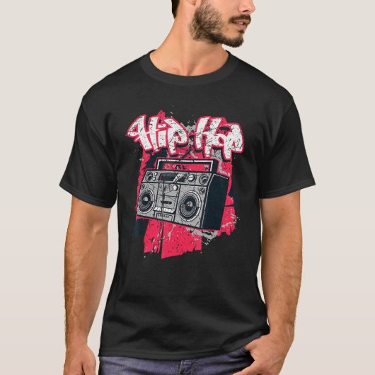 Ghetto Blaster 80's 90's Party Hip Hip Rap R&b Vin T-shirt (Voorkant)