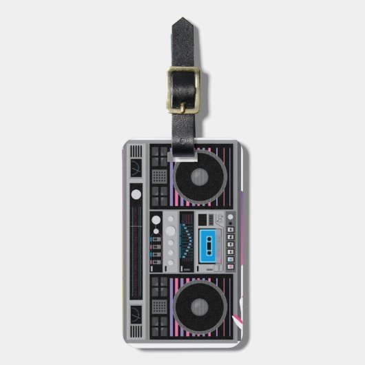Ghetto blaster boombox uit de jaren tachtig bagagelabel (Voorkant verticaal)