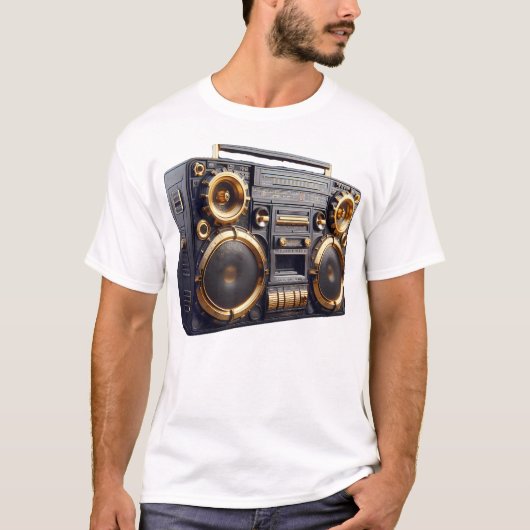 Ghetto Blaster Gold 80'S 90'S Old School Rap Hip T-shirt (Voorkant)
