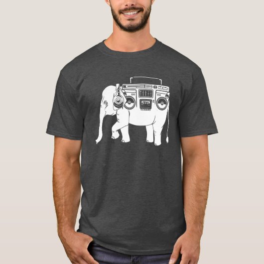 Ghetto Blaster Olifant retro T-shirt (Voorkant)