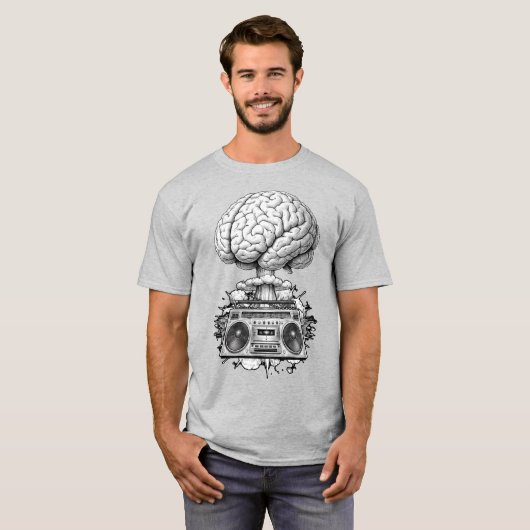 Ghettoblaster Brain Explosion Illustration  T-shirt (Voorkant volledig)