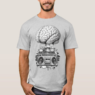 Ghettoblaster Brain Explosion Illustration  T-shirt