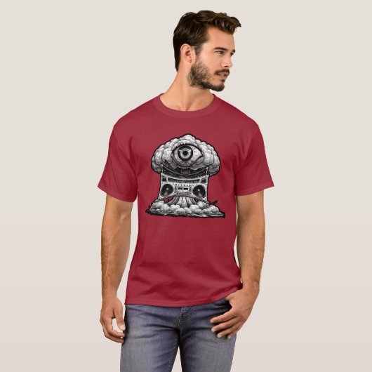 Ghettoblaster Third Eye Explosie Illustratie T-shirt (Voorkant volledig)