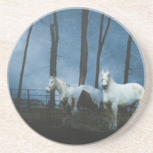Ghoestpaarden in Midnight Zandsteen Onderzetter (Voorkant)