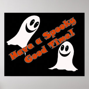 Ghofelijke groeten~! Cute Halloween Cartoon Ghost Poster