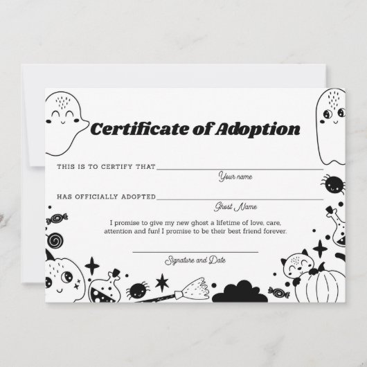Ghost Adoption Oranje Halloween Party Certificaat (Voorkant)