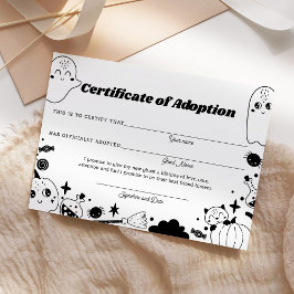 Ghost Adoption Oranje Halloween Party Certificaat