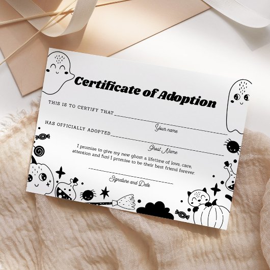 Ghost Adoption Oranje Halloween Party Certificaat