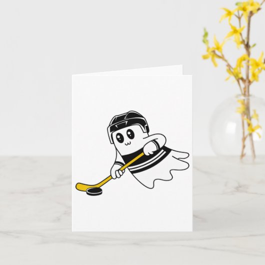 Ghost-afspelen Ice Hockey Halloween Costume Sports Kaart (Gele Bloem)