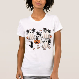 Ghost and Black Cat Companion - Spooky Schattige H T-shirt