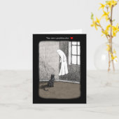Ghost and Black cat creepy spooky Gothic art Love Kaart (Gele Bloem)