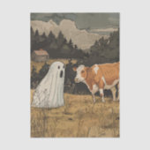 Ghost and Cow Halloween Farmhouse Tissue Paper Tissuepapier (Voorkant)