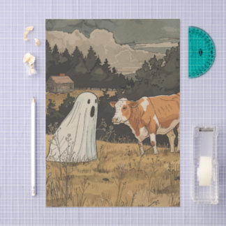Ghost and Cow Halloween Farmhouse Tissue Paper Tissuepapier