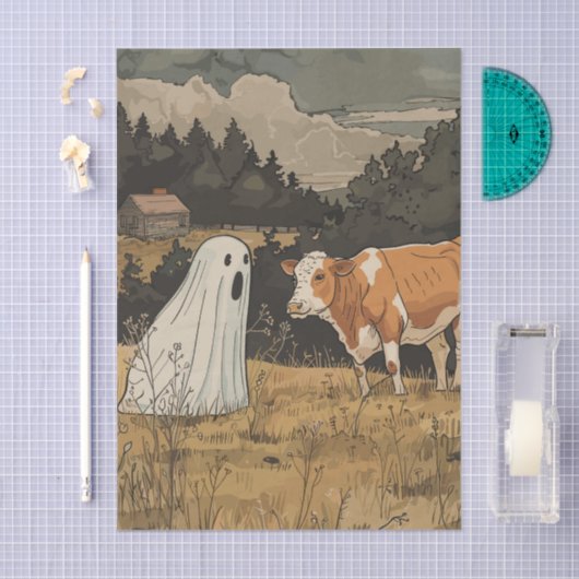 Ghost and Cow Halloween Farmhouse Tissue Paper Tissuepapier (Craft)