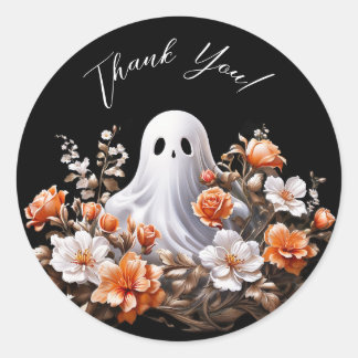 Ghost and Flowers Halloween Dank u Stickers