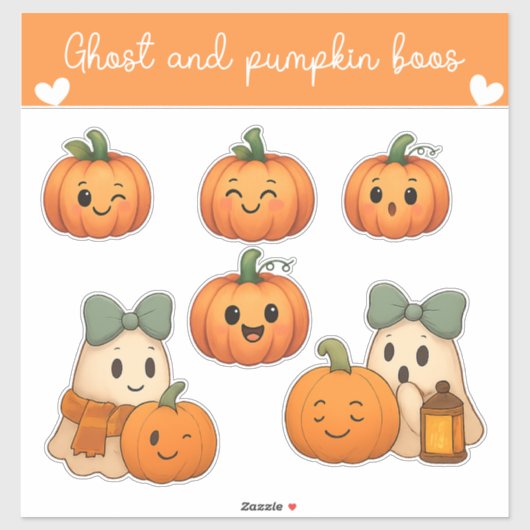 Ghost and Pumpkin Boos Sticker Sheet (Vel)