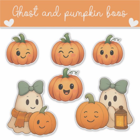 Ghost and Pumpkin Boos Sticker Sheet (Voorkant)