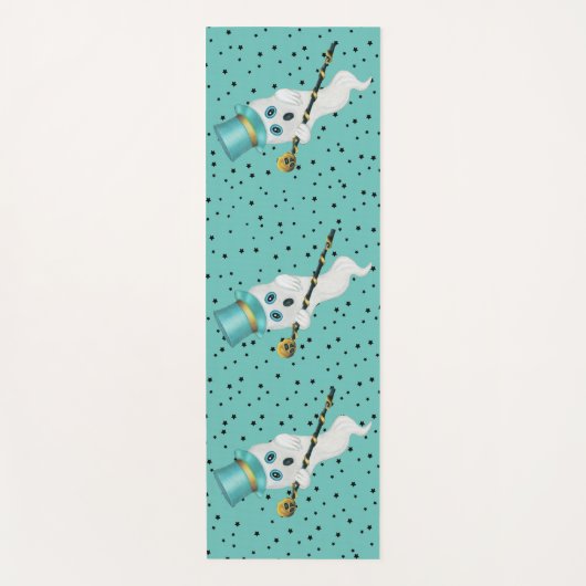 Ghost Aqua Top Hat Fancy Cane Stars Yogamat (Voorkant)