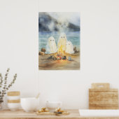 Ghost Art: Ghosts bij het kampvuur op het strand Poster (Keuken)