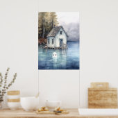 Ghost Art: Tiny House aan een meer Poster (Keuken)